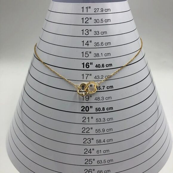 18K Gold Plated Women's Cubic Zirconia Dual Interlocking Heart Necklace Love - Picture 11 of 11